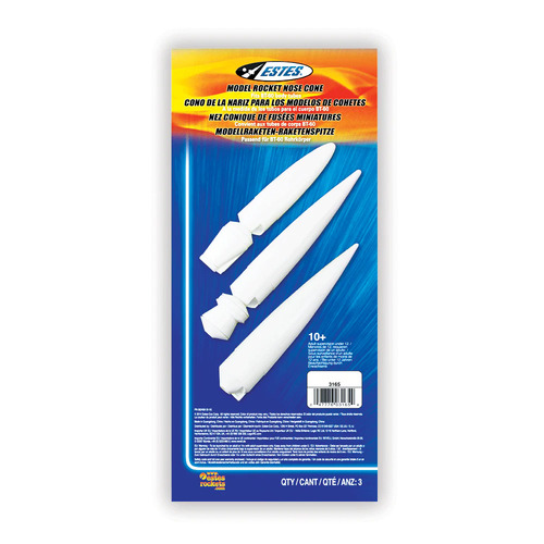 Estes NC-60 Long Nose Cone (3 pk) Model Rocket Accessory