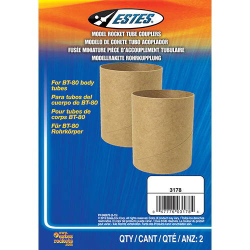 Estes BT80 Body Tube Couplers (2 pk) Model Rocket Accessory