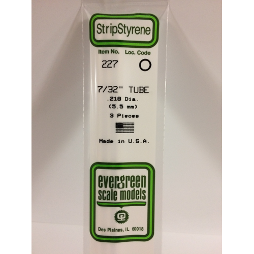 Evergreen White Polystyrene Tube 0.219 x 14" / 5.6mm x 36cm (3)