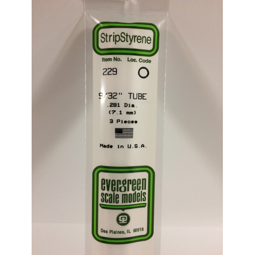 Evergreen White Polystyrene Tube 0.281 x 14" / 7.1mm x 36cm (3)