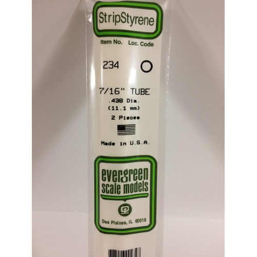 Evergreen White Polystyrene Tube 0.438 x 14" / 11.1mm x 36cm (2)