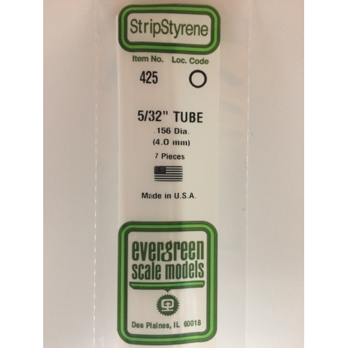 Evergreen White Polystyrene Round Tube 0.156 x 24" / 4mm x 61cm (7)