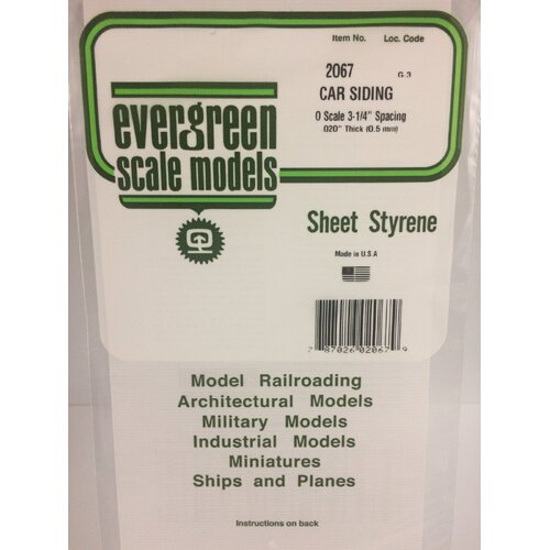 Evergreen White Polystyrene O-Scale Car Siding Sheet 0.020 x 6 x 12" / 0.51mm x 15cm x 30cm (1)