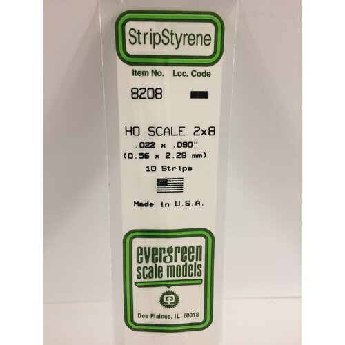 Evergreen White Polystyrene HO Scale Strip 0.023 x 0.092 x 14" (10)