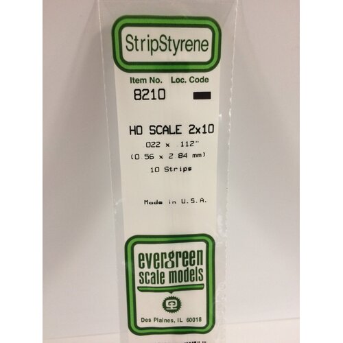 Evergreen White Polystyrene HO Scale Strip 0.023 x 0.115 x 14" (10)