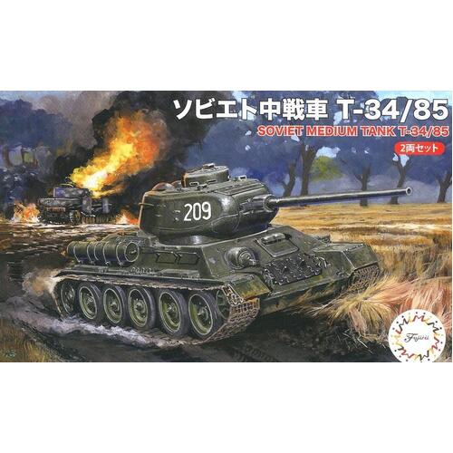 Fujimi 1/76 Soviet T-34/85 (Set of 2) (SWA-34) Plastic Model Kit [76242]