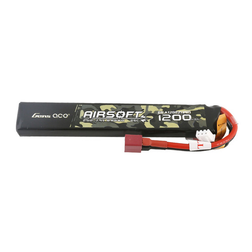 Gens Ace 2S Airsoft 1200mAh 7.4V 25C Soft Case LiPo Battery (Deans)