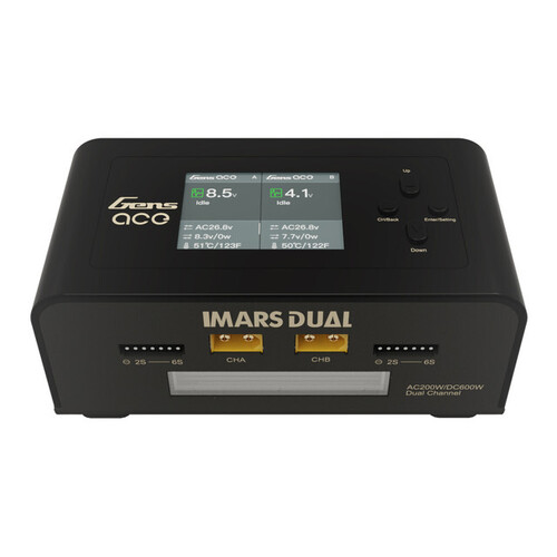 GensAce Imars Dual Channel AC200W/DC300Wx2 Balance Charger Black