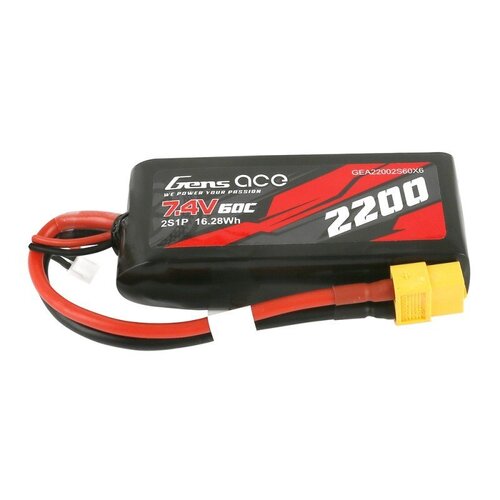 Gens Ace 2S 2200mAh 7.4V 60C Soft Case LiPo Battery (XT60)