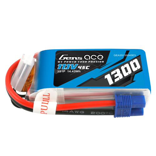 Gens Ace 3S 1300mAh 11.1V 45C Soft Case LiPo Battery (EC3)