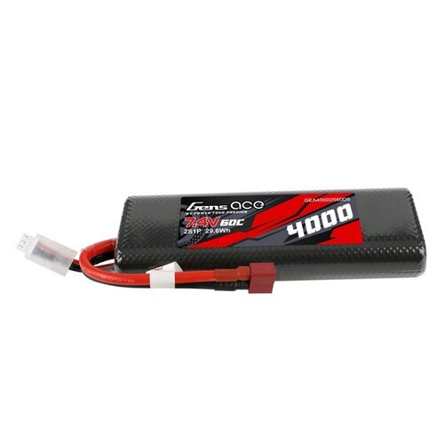 Gens Ace 2S 4000mAh 7.4V 60C Oval Hardcase/Hardwired LiPo Battery (Deans)