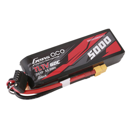 Gens Ace G-Tech 3S 5000mAh 60C 11.1V Soft Pack Lipo Battery (XT60)