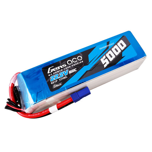 Gens Ace G-Tech 6S 5000mAh 60C 22.2V Soft Pack Lipo Battery (EC5)