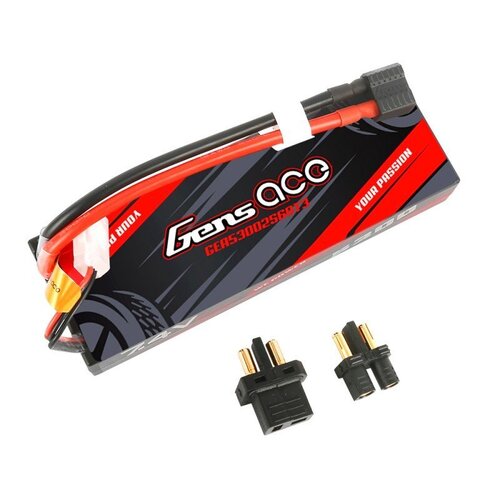 Gens Ace 2S 5300mAh 7.4V 60C Hardcase/Hardwired LiPo Battery (1TO3)