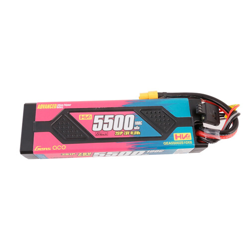 Gens Ace 2S Advanced 5500mAh 100C 7.6V Hardcase Lipo Battery (XT60)