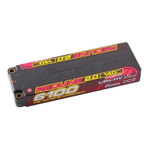 Gens Ace 2S Redline 2.0 6100mAh 140C 7.6V Hardcase Lipo Battery (5.0mm Bullet)