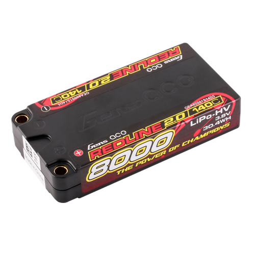 Gens Ace 1S Redline 2.0 8000mAh 140C 3.8V Hardcase Lipo Battery (5.0mm Bullet)