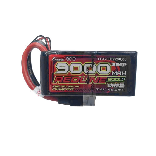 Gens Ace 2S 9000mAH 7.4V 200C Softcase/Hardwired Lipo battery (QS8)