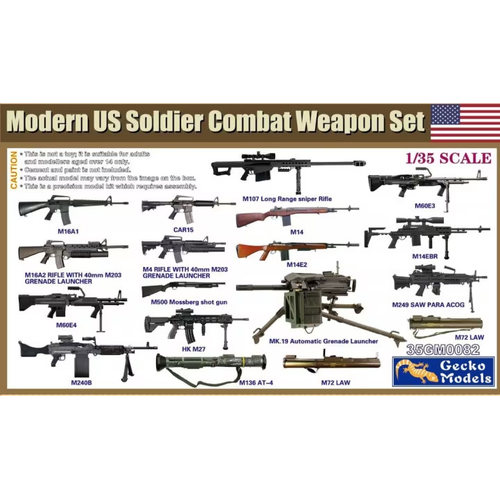Gecko 1/35 Modern US Soldier Combat Weapon Set Plastic Model Kit