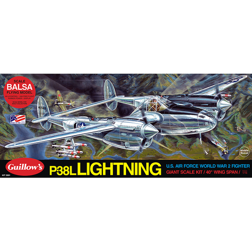 Guillow's P-38 Lightning Balsa Plane Model Kit