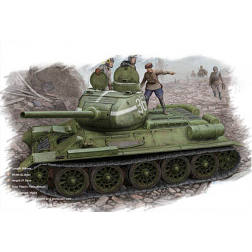 HobbyBoss 1/48 Russian T-34/85 (1944 flattened turret) tank Plastic Model Kit [84807]