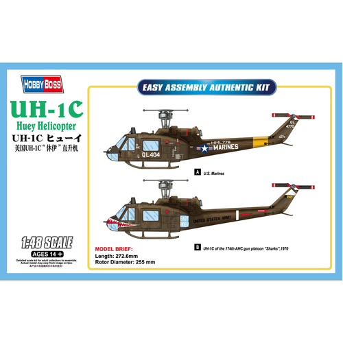 HobbyBoss 1/48 UH-1C Huey Helicopter Plastic Model Kit [85803]