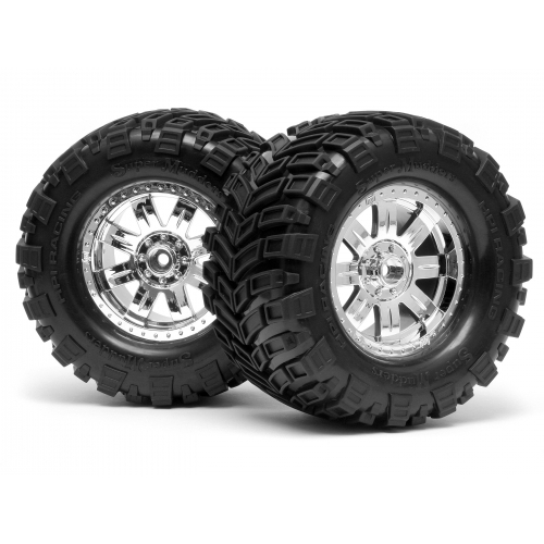 HPI Mounted Super Mudders Tire 165X88mm On Ringz Wheel Shiny Chrome [4726]