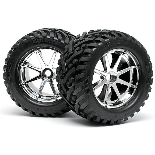 HPI Mounted Goliath Tire 178X97mm On Blast Wheel Chrome [4727]