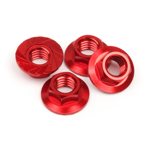 HPI 87269 SERRATED FLANGE NUT M4 (RED/4PC)