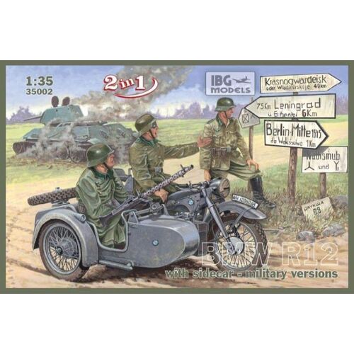 IBG 1/35 BMW R12 with sidecar - military version (2 in 1) Plastic Model Kit [35002]