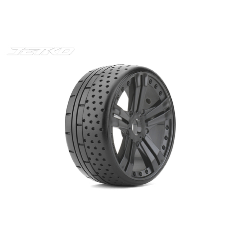 Jetko 1/8 GT HOT DOT Tyres (Claw Rim/Black/Medium Soft/Belted) (2pcs) [1102CBMSGB]