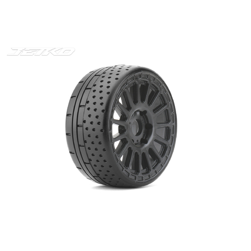 Jetko 1/8 GT HOT DOT Tyres (Radia Rim/Black/Medium Soft/Belted) (2pcs) [1102RBMSGB]