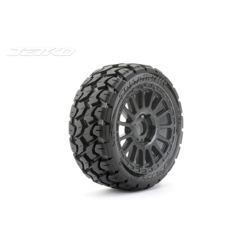 Jetko 1/8 Buggy EX-TOMAHAWK Tyres (Radial Rim/Black/Medium Soft/Belted) [1501RBMSGB]