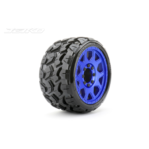 Jetko 1/8 SGT 3.8 EX-TOMAHAWK Tyres (Claw Rim/Metal Blue/Med Soft/Belted/17mm 0 o/s) [1601CLMSGBB1]