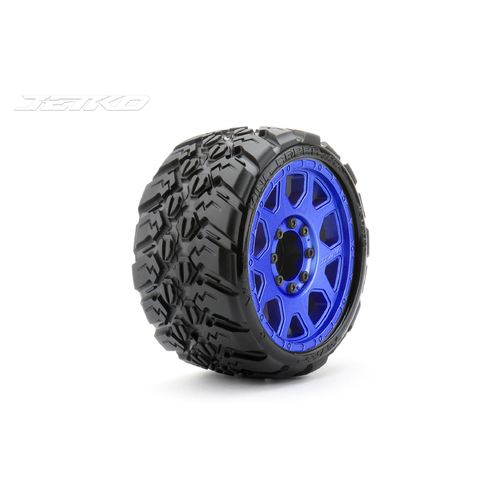 Jetko 1/8 SGT 3.8 EX-KING COBRA Tyres (Claw Rim/Metal Blu/Med Soft/Belted/17mm 0 o/s) [1602CLMSGBB1]