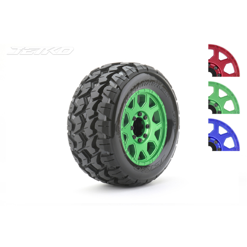 Jetko 1/8 MT 3.8 EX-TOMAHAWK Tyres (Claw Rim/Metal Green/Med Soft/Belted/17mm 0 o/s) [1801CGMSGBB1]