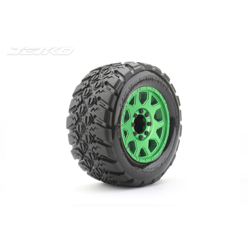 Jetko 1/8 MT 3.8 EX-KING COBRA Tyres (Claw Rim/Metal Grn/Med Soft/Belted/17mm 0 o/s) [1802CGMSGBB1]