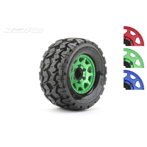 Jetko 1/10 MT 2.8 EX-TOMAHAWK Tyres (Claw Rim/Metal Green/Medium Soft/12mm 0 o/s) [2801CGMSGNB1]