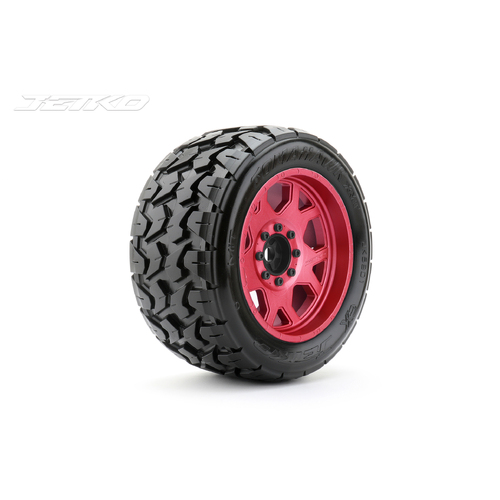 Jetko 1/5 XMT EX-TOMAHAWK Tyres (Claw Rim/Metal Red/Medium Soft/Belted/24mm) [5801CRMSGBB1]