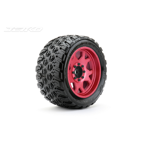 Jetko 1/5 XMT EX-KING COBRA Tyres (Claw Rim/Metal Red/Medium Soft/Belted/24mm) [5802CRMSGBB1]