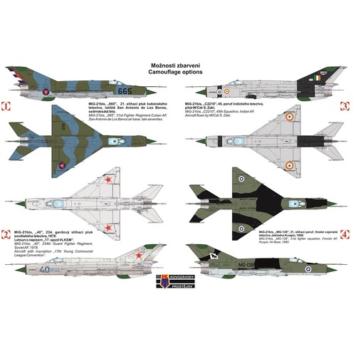 Kovozavody 1/72 MiG-21BIS Fin,Rus,Cuba,Ind w/weapons Plastic Model Kit