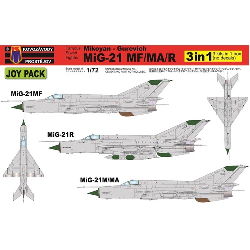 Kovozavody 1/72 MiG-21MF/MA/R JOYPACK Plastic Model Kit