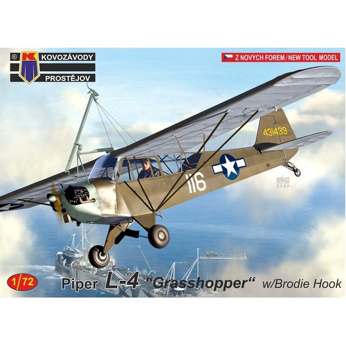 Kovozavody 1/72 Piper L-4 "Grasshopper" w/Brodie Hook Plastic Model Kit