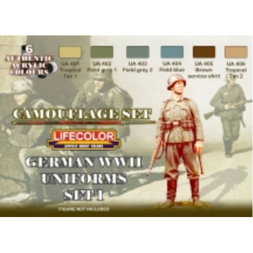 Lifecolor German Uniforms WWII #1 Acrylic Paint Set