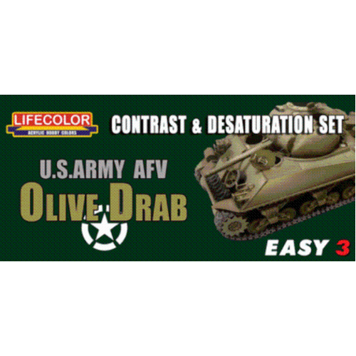 Lifecolor US Army AFV Olive Drab Constrast Acrylic Paint Set