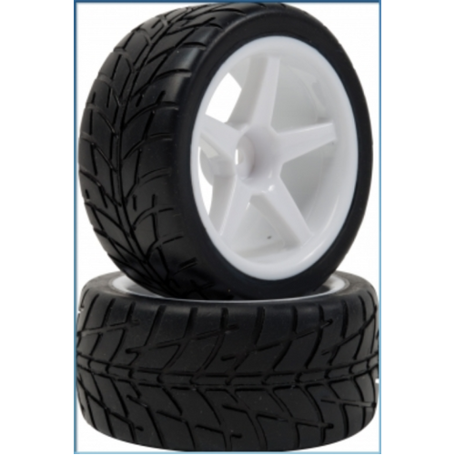 LRP VTEC 1/10 Off-Road Buggy -Racing Slick- wheel pre-mounted - White wheel (1 pair) Front