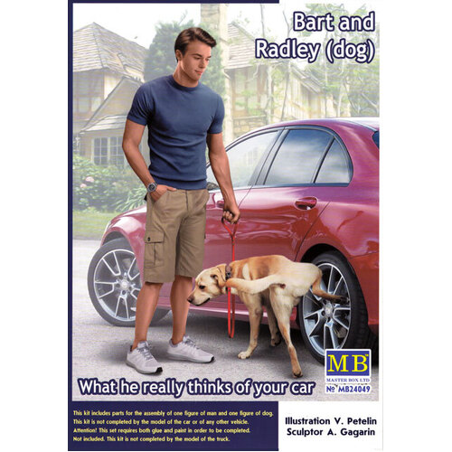 Master Box 1/24 Bart and Radley (dog). What he really thinks of your car. Plastic Model Kit