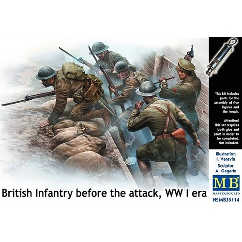 Master Box 1/35 British Infantry before the attack, WWI era Plastic Model Kit