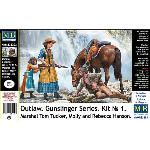 Master Box 1/35 Outlow. Gunslinger series. Marshal Tom Tucker, Molly and Rebecca Hanson