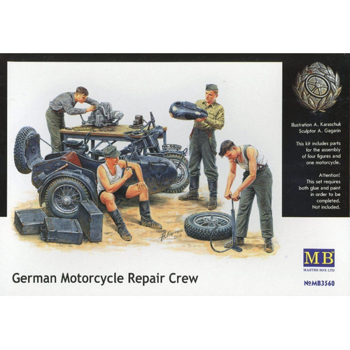 Master Box 1/35 German Motorcycle Repair Crew Plastic Model Kit